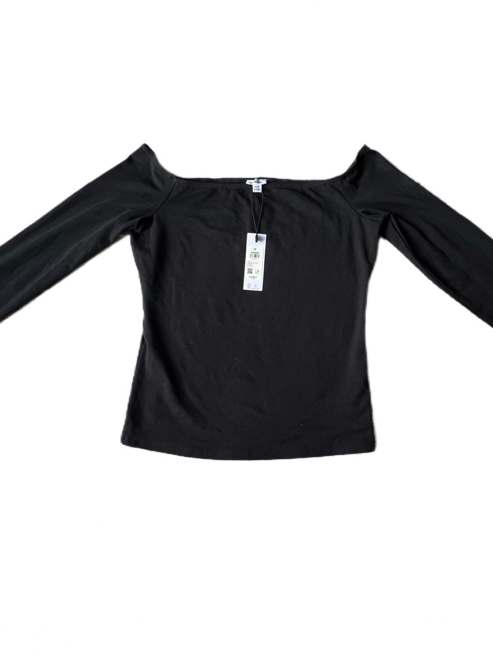 Garage Black Off-the-Shoulder Long Sleeve Top